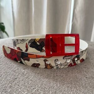 C4 Belt Horse Print Recycled Plastic Belt Red Buckle Hunter Jumper Belt